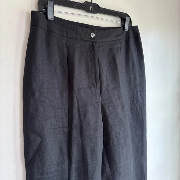 Katherine Kelly Irish Linen Black Straight Leg Trousers Size 14 - Picture 2 of 5
